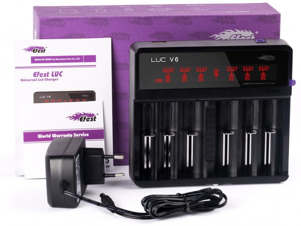 Efest LUC V6 Ladegerät für 3,6V - 3,7V Li-Ion-Akkus mit HD-LCD-Anzeige
