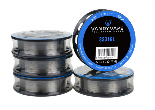 Vandy Vape 3 Meter SS316L Superfine MTL Fused Clapton Wire 30GA*2/38GA (0.25 mm*2/0.10 mm) Wickeldra